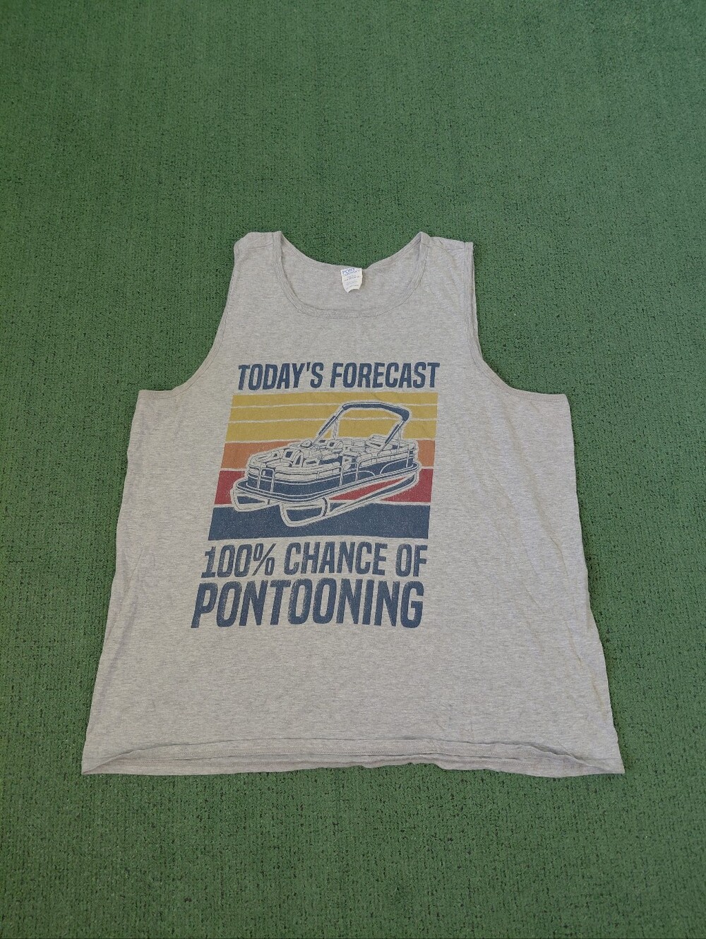 Today's Forecast 100% Chance Of Pontooning Boat Vacation Gray Tank Top Sz XXL